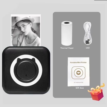 Mini Portable Thermal Printer Paper Photo Pocket Thermal Printer Printing Wireless BT Connect Printers 200Dpi Photo Lable